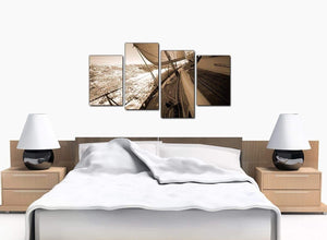 Set Of Four Bedroom Brown Canvas Wall Art