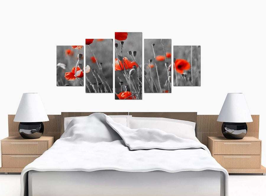 Five Part Set of Extra-Large Red Canvas Wall Art