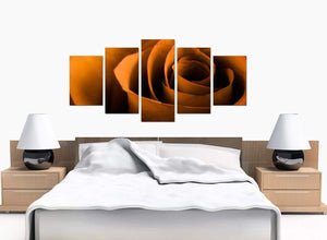 Five Part Set of Bedroom Orange Canvas Picture