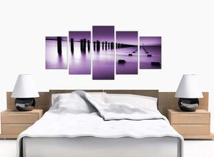 5 Part Set of Bedroom Purple Canvas Prints