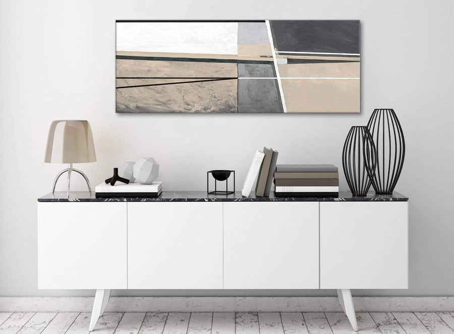 Beige Cream Grey Painting Living Room Canvas Pictures Accessories - Abstract 1394 - 120cm Print