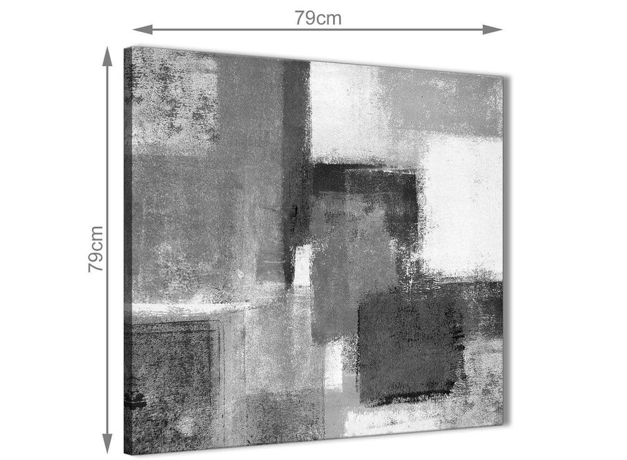 Black White Grey Abstract Hallway Canvas Wall Art Decorations 1s368l - 79cm Square Print