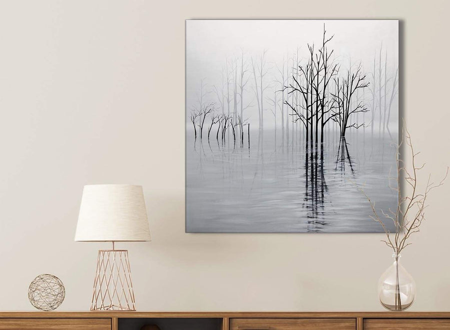 Black White Grey Tree Landscape Painting Kitchen Canvas Pictures Accessories - 1s416s - 49cm Square Print