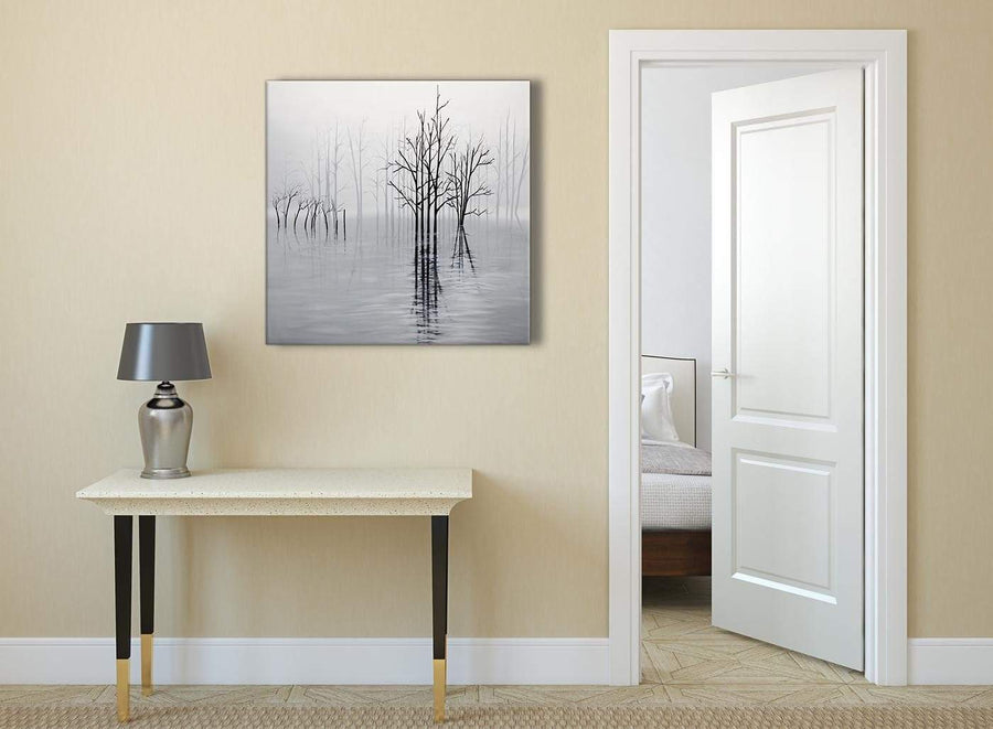 Black White Grey Tree Landscape Painting Dining Room Canvas Pictures Decorations 1s416l - 79cm Square Print