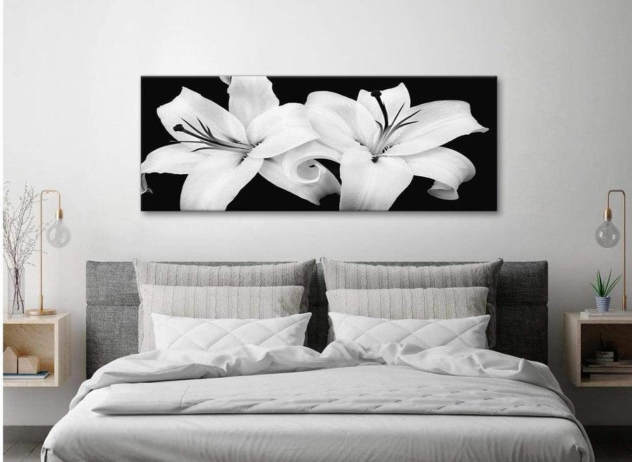 Black White Lily Flower Living Room Canvas Wall Art Accessories - 1458 - 120cm Print