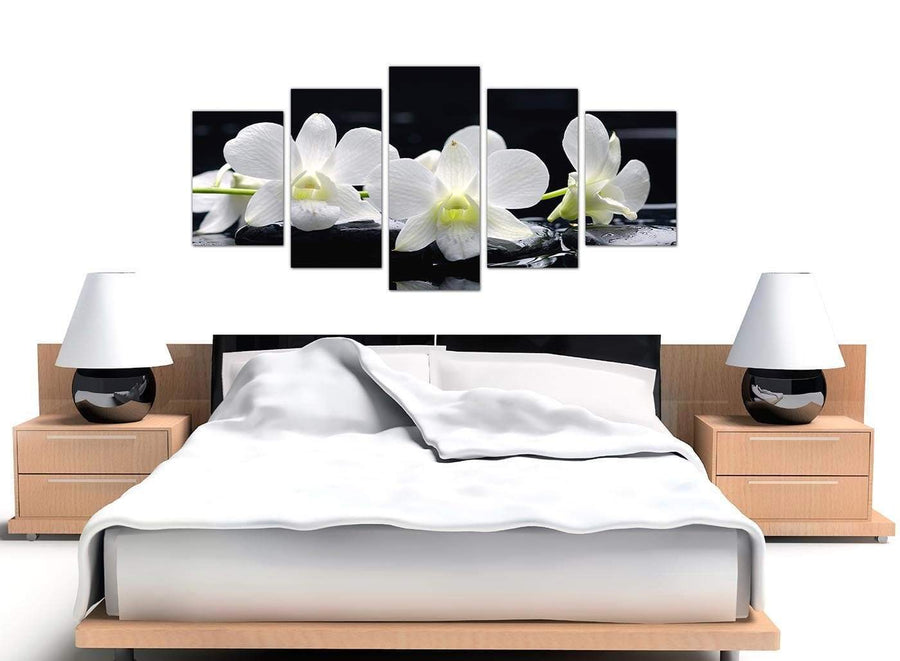 Five Part Set of Living-Room Black White Canvas Wall Art
