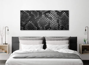 Black White Snakeskin Animal Print Living Room Canvas Pictures Accessories - Abstract 1510 - 120cm Print
