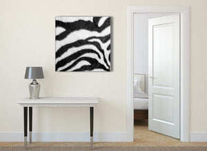 Black White Zebra Animal Print Abstract Bedroom Canvas Pictures Decorations 1s471l - 79cm Square Print