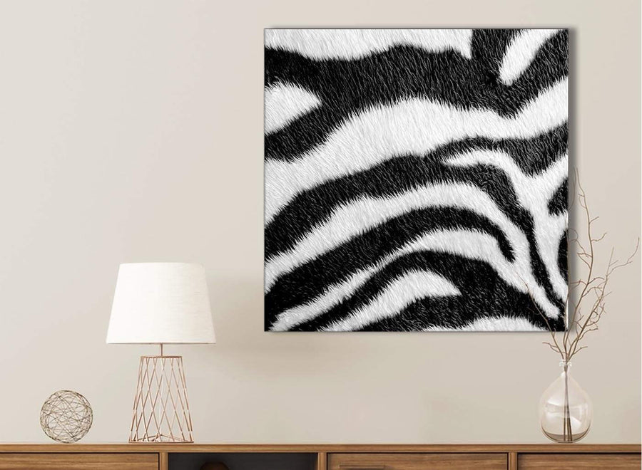 Black White Zebra Animal Print Bathroom Canvas Wall Art Accessories - Abstract 1s471s - 49cm Square Print