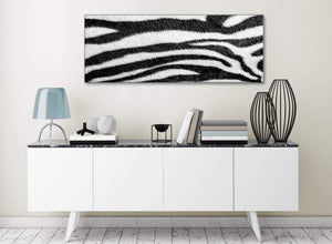 Black White Zebra Animal Print Bedroom Canvas Wall Art Accessories - Abstract 1471 - 120cm Print