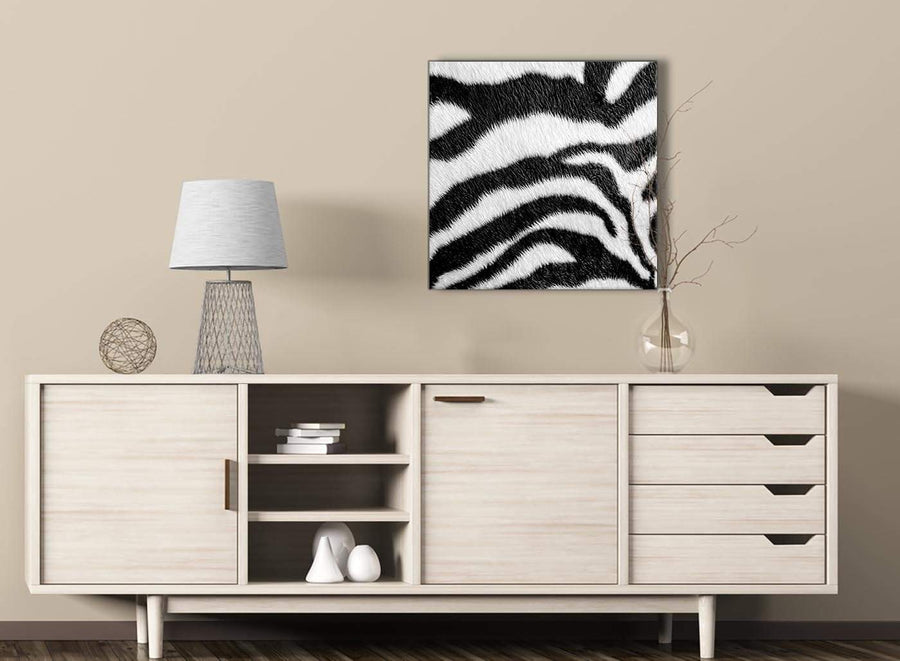 Black White Zebra Animal Print Stairway Canvas Pictures Decor - Abstract 1s471m - 64cm Square Print