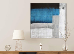 Blue Grey Painting Bathroom Canvas Pictures Accessories - Abstract 1s423s - 49cm Square Print