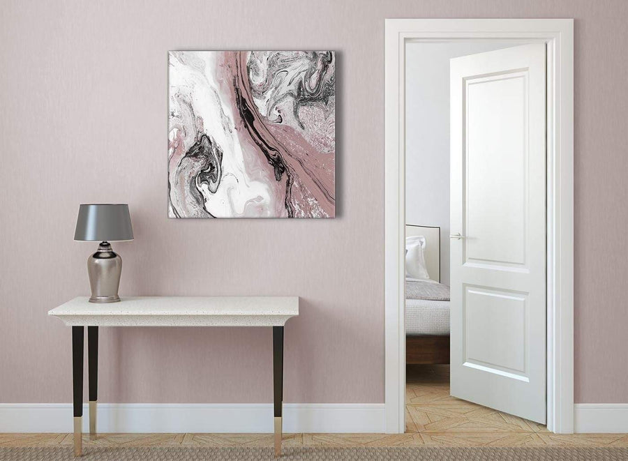 Blush Pink and Grey Swirl Abstract Office Canvas Pictures Decorations 1s463l - 79cm Square Print
