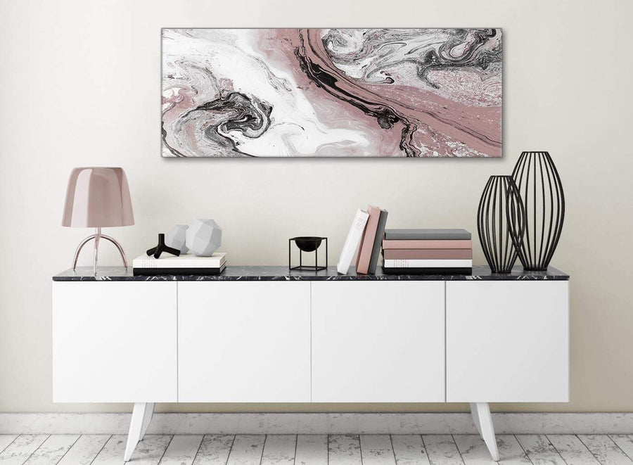 Blush Pink and Grey Swirl Living Room Canvas Wall Art Accessories - Abstract 1463 - 120cm Print