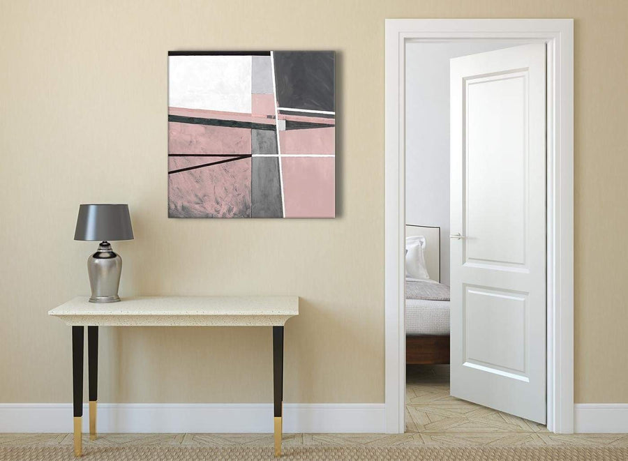 Blush Pink Grey Painting Abstract Hallway Canvas Pictures Decor 1s393l - 79cm Square Print