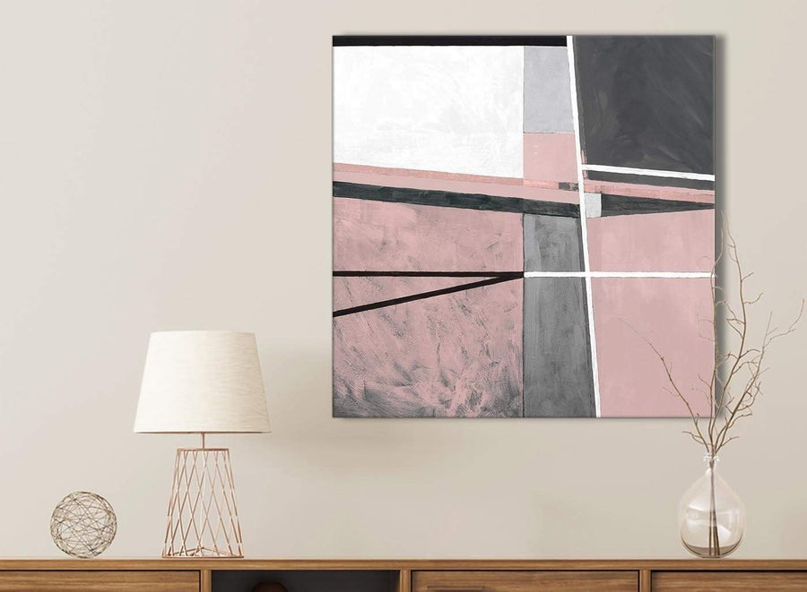 Blush Pink Grey Painting Bathroom Canvas Pictures Accessories - Abstract 1s393s - 49cm Square Print