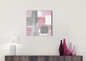 Blush Pink Grey Painting Bathroom Canvas Pictures Accessories - Abstract 1s378s - 49cm Square Print