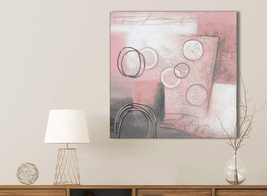 Blush Pink Grey Painting Bathroom Canvas Pictures Accessories - Abstract 1s433s - 49cm Square Print