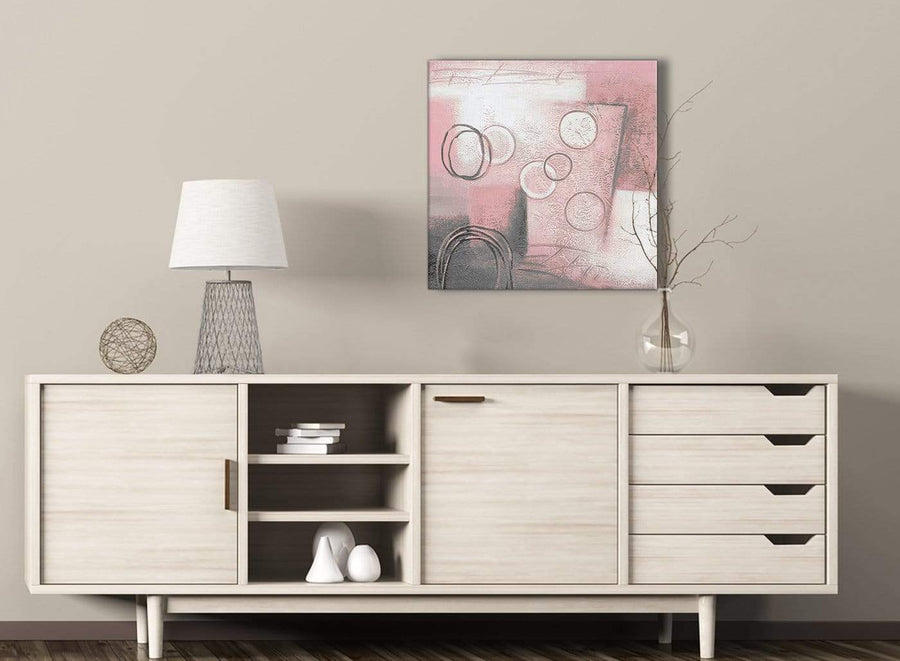 Blush Pink Grey Painting Living Room Canvas Pictures Decorations - Abstract 1s433m - 64cm Square Print