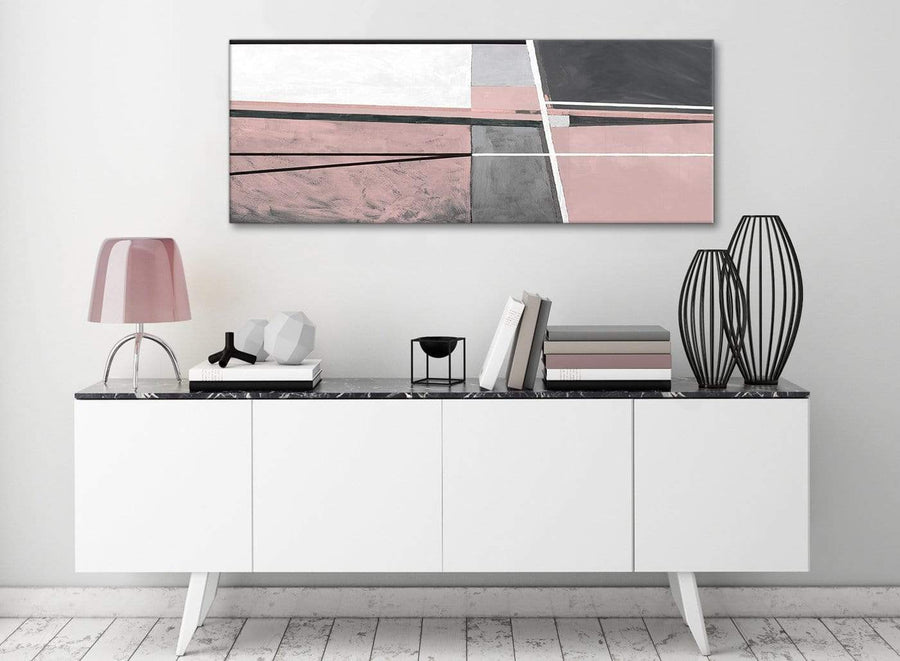 Blush Pink Grey Painting Bedroom Canvas Pictures Accessories - Abstract 1393 - 120cm Print
