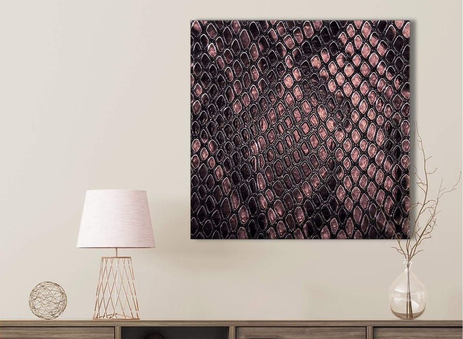 Blush Pink Snakeskin Animal Print Kitchen Canvas Wall Art Accessories - Abstract 1s473s - 49cm Square Print