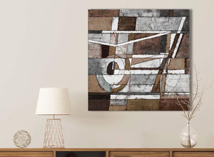 Brown Beige White Painting Bathroom Canvas Pictures Accessories - Abstract 1s407s - 49cm Square Print