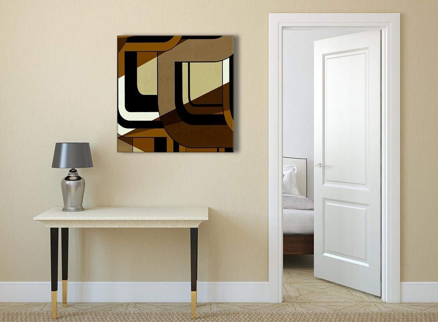 Brown Cream Painting Abstract Hallway Canvas Wall Art Accessories 1s413l - 79cm Square Print