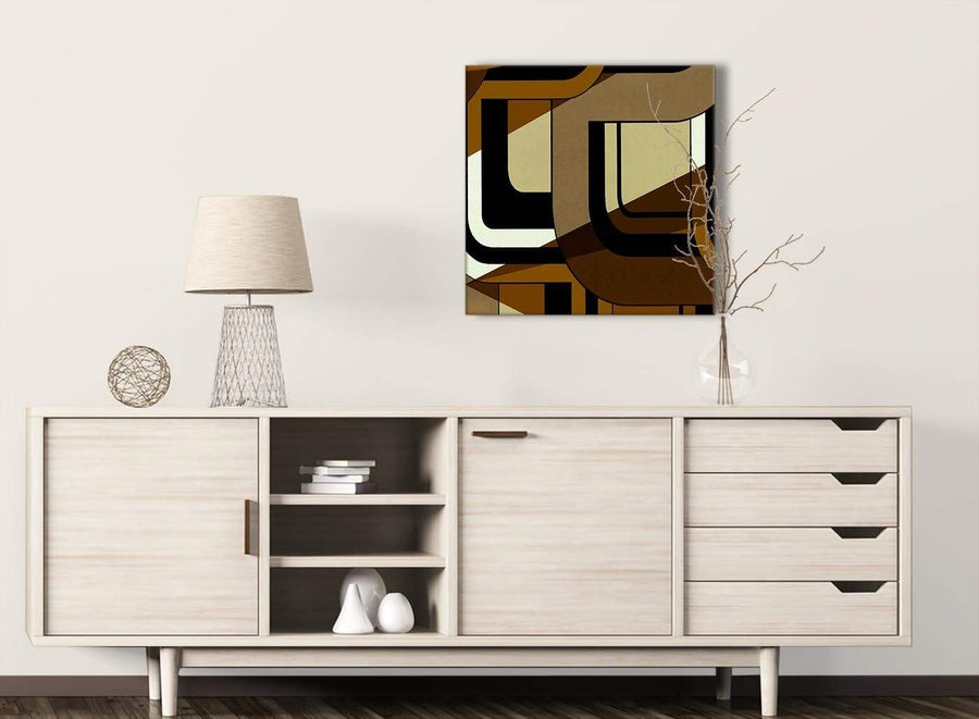Brown Cream Painting Living Room Canvas Pictures Decor - Abstract 1s413m - 64cm Square Print