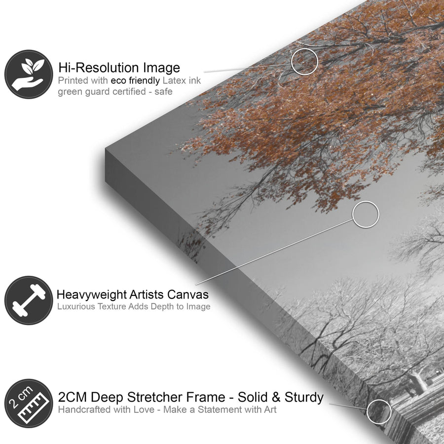 Brown Grey Black Canvas Wall Art - Trees Leaves Blossom - Set of 2 Pictures
