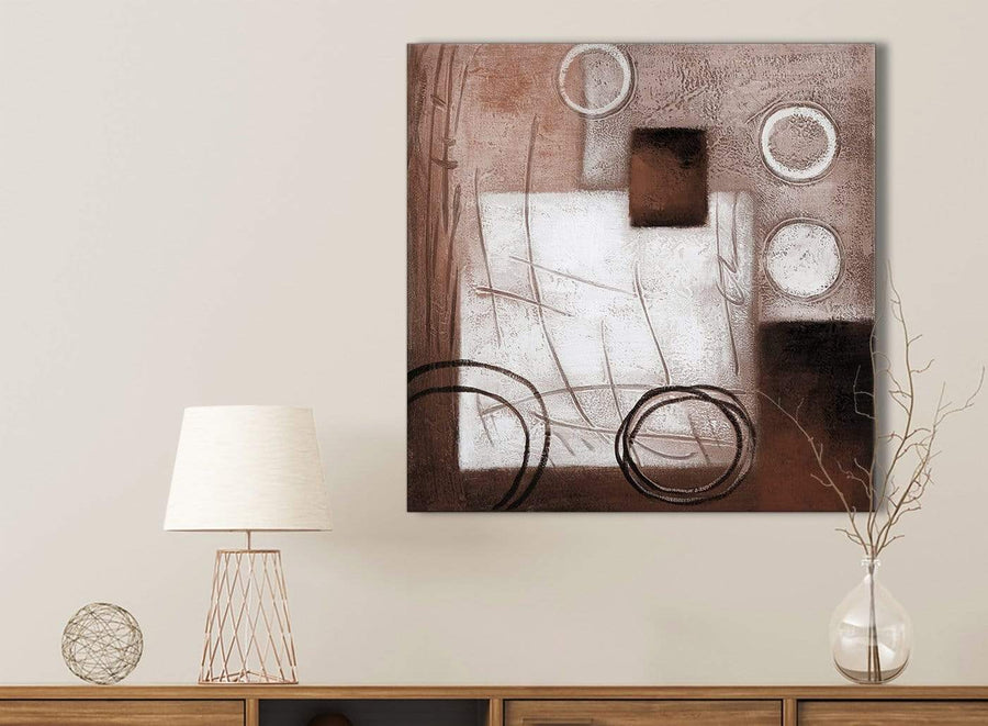 Brown White Painting Kitchen Canvas Pictures Accessories - Abstract 1s422s - 49cm Square Print