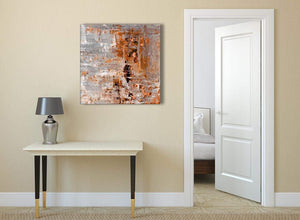 Burnt Orange Grey Painting Abstract Hallway Canvas Wall Art Decor 1s415l - 79cm Square Print