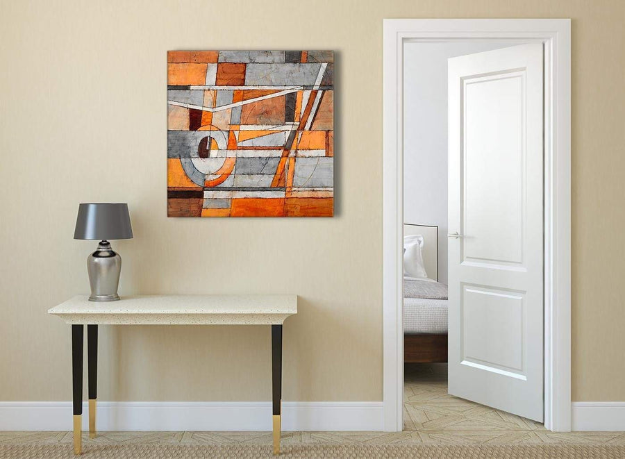 Burnt Orange Grey Painting Abstract Bedroom Canvas Wall Art Decorations 1s405l - 79cm Square Print