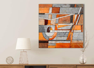 Burnt Orange Grey Painting Kitchen Canvas Pictures Accessories - Abstract 1s405s - 49cm Square Print