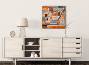 Burnt Orange Grey Painting Kitchen Canvas Pictures Decorations - Abstract 1s405m - 64cm Square Print