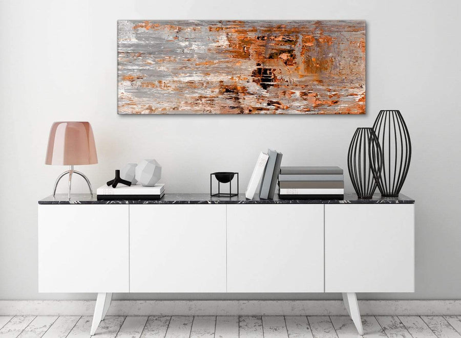 Burnt Orange Grey Painting Living Room Canvas Wall Art Accessories - Abstract 1415 - 120cm Print