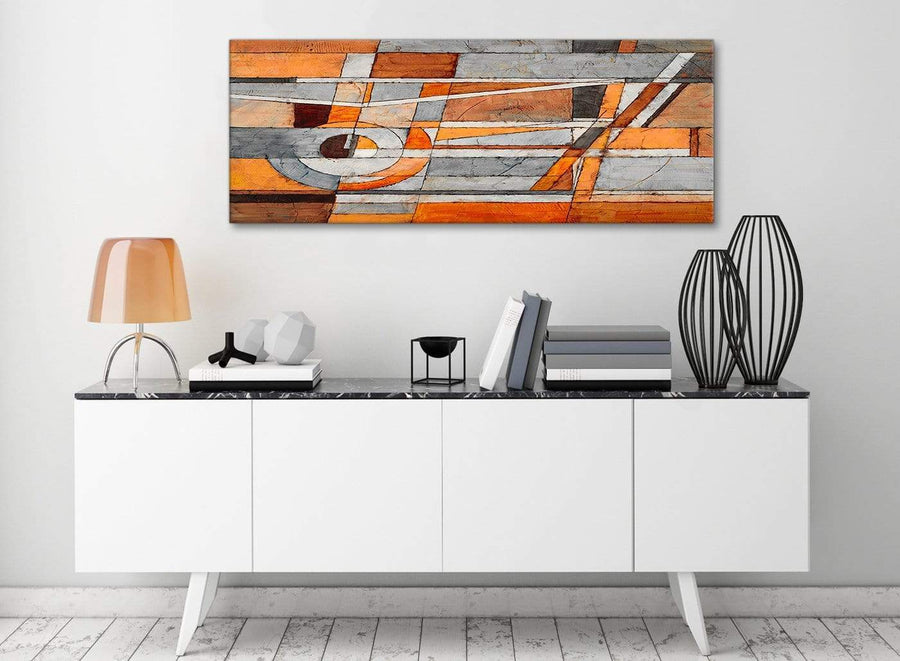 Burnt Orange Grey Painting Living Room Canvas Pictures Accessories - Abstract 1405 - 120cm Print