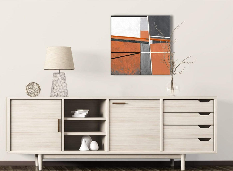 Burnt Orange Grey Painting Kitchen Canvas Pictures Decorations - Abstract 1s390m - 64cm Square Print