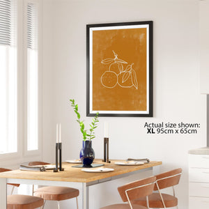 Kitchen Framed Art Prints Spanish Oranges Line Art Orange