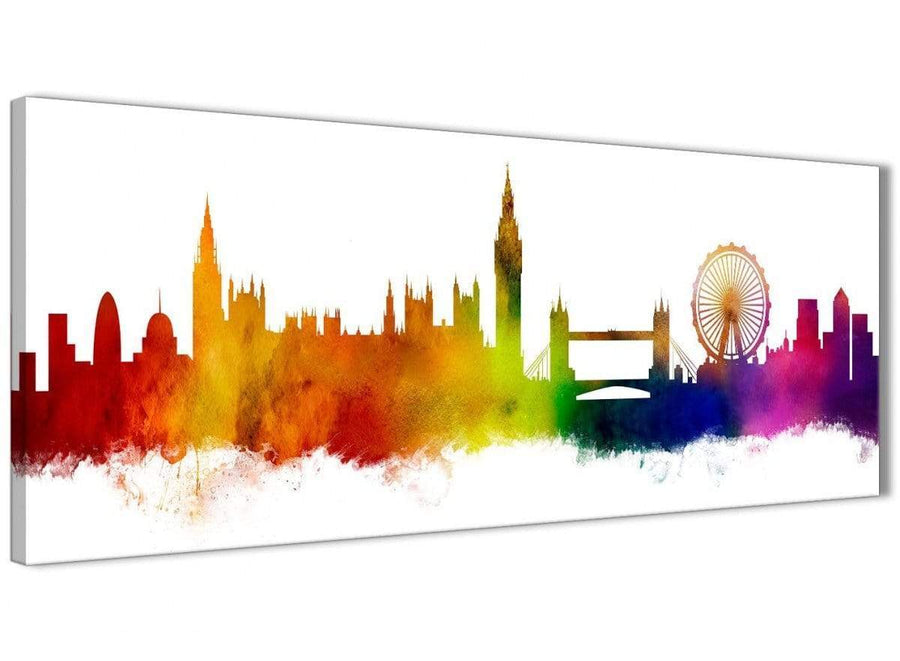 Funky Multi-Coloured London Skyline Canvas Wall Art Print