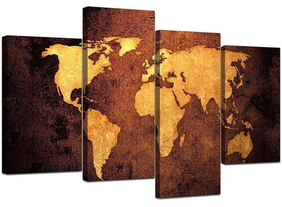 World Map Canvas Art in Antique Style for Office