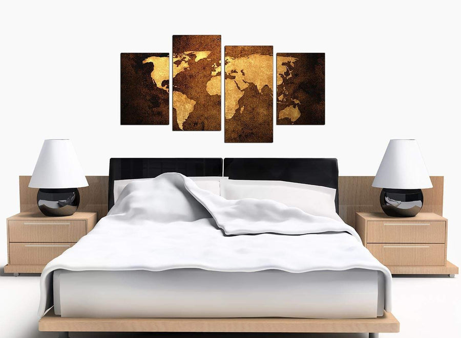 Old World Map - Brown Cream Canvas