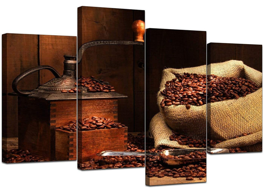 Four Part Set of Living-Room Brown Canvas Wall Art