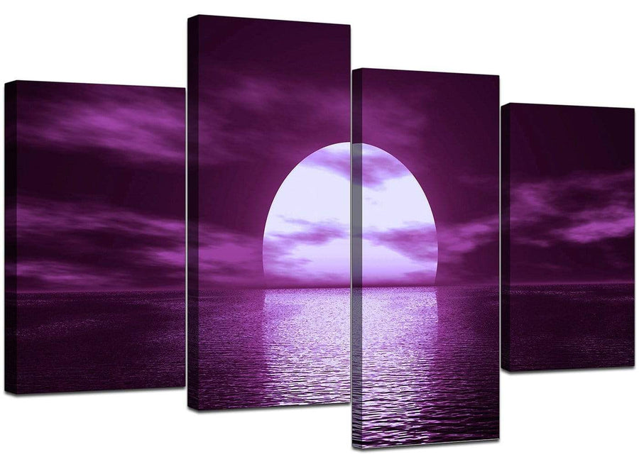 Set Of 4 Modern Purple Canvas Prints
