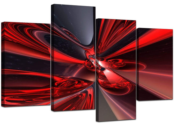 4 Piece Set of Modern Red Canvas Art