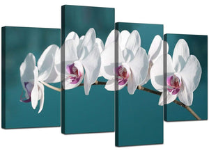 4 Part Set of Living-Room Teal Canvas Pictures