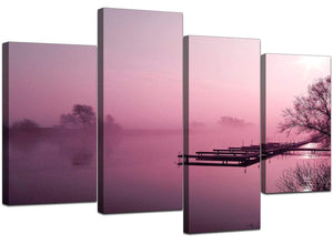 Four Panel Set of Living-Room Plum Canvas Pictures