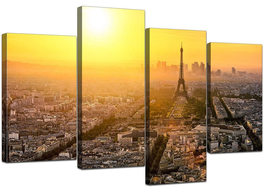 Set Of Four Living-Room Yellow Canvas Art