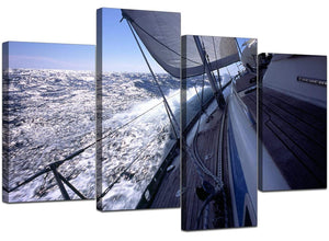 Four Panel Set of Living-Room Blue Canvas Wall Art