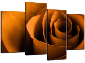 Set Of Four Cheap Orange Canvas Picture