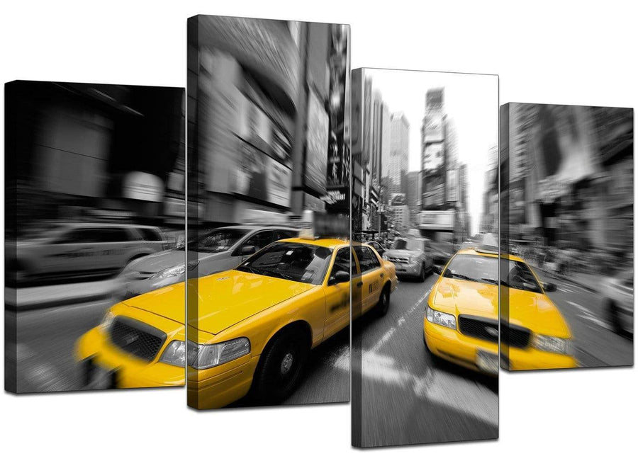 Set Of Four Living-Room Yellow Canvas Picture